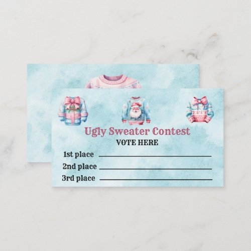 Ugly Sweater Contest Voting Cards