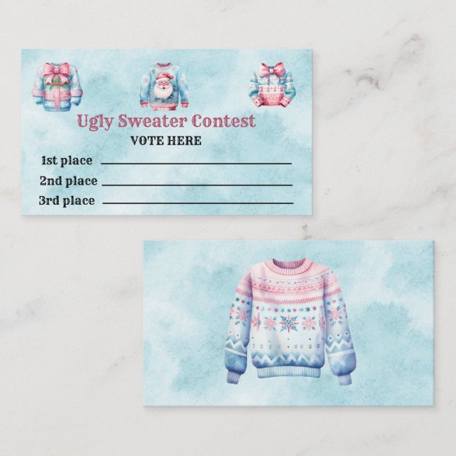 Ugly Sweater Contest Voting Cards (Front/Back)