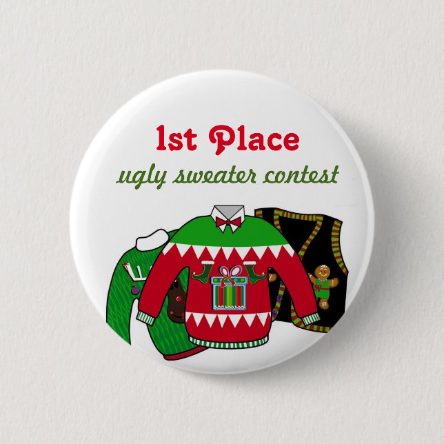Ugly Sweater Contest Winner Button (Front)