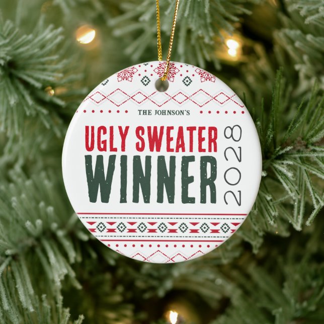 Ugly Sweater Contest Winner Prize Ceramic Ornament (Tree)