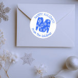 Ugly Sweater CUSTOM Holiday Hanukkah Classic Round Sticker<br><div class="desc">Use these sweet whimsical stickers for your holiday gifts, party invitations. Hand drawn by me for you. Fully editable, add your own text or background color. Click "personalize" to edit the text, and you can also change the font or color. THANK YOU FOR SUPPORTING INDEPENDENT ARTISTS! All artwork and designs...</div>