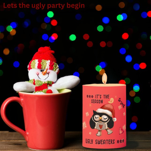 Ugly Sweater Cute Owl Pillar Candle (Ugly Sweater Cute Owl Pillar Candle)