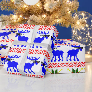 Ugly Sweater (Deal With It) Reindeer Christmas Wrapping Paper