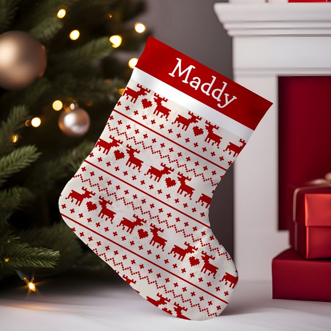 Ugly Sweater Deer Monogram Small Christmas Stocking (Creator Uploaded)