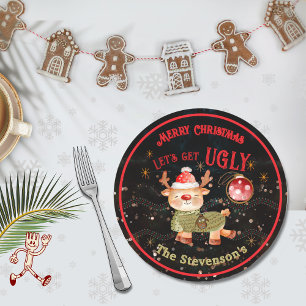 Ugly Sweater Deer & Owl Holiday Paper Plates
