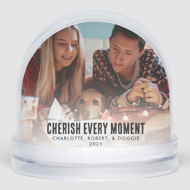 Ugly Sweater Family Photo with Dog Christmas Snow Globe (Front)