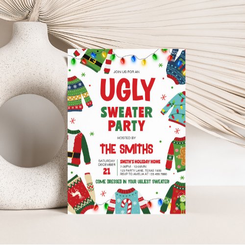 Ugly Sweater Fun Christmas Party Invitation