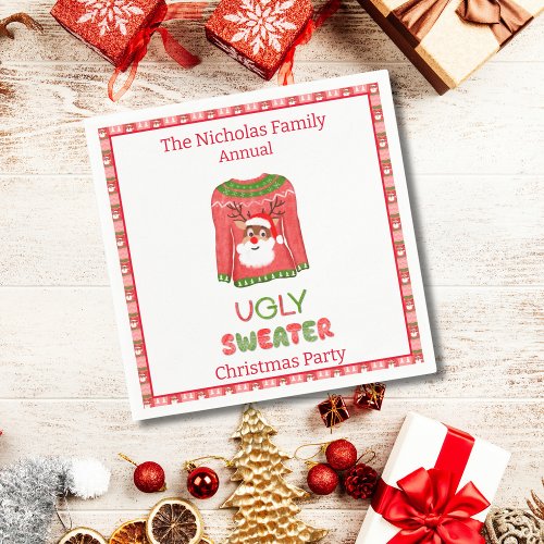 Ugly Sweater Funny Reindeer Christmas Party Napkins
