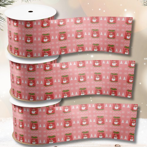 Ugly Sweater Funny Reindeer Christmas Pattern Satin Ribbon