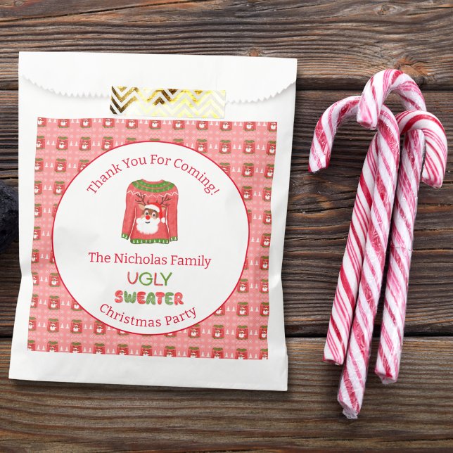 Ugly Sweater Funny Reindeer Christmas Thank You Favor Bag (Creator Uploaded)
