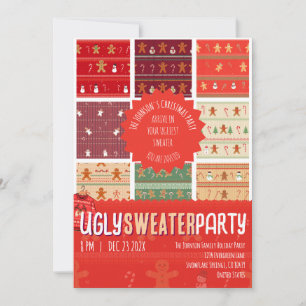 Ugly Sweater Gingerbread Knit Christmas Party Invitation