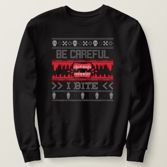 Ugly Sweater Halloween Dracula Bite Sweater (Design Front)