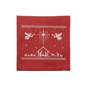 Ugly Sweater Happy Birthday Jesus Religious - Red Napkin