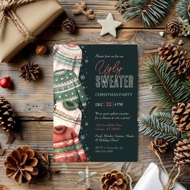 Ugly Sweater Holiday Christmas Party Invitation (Creator Uploaded)