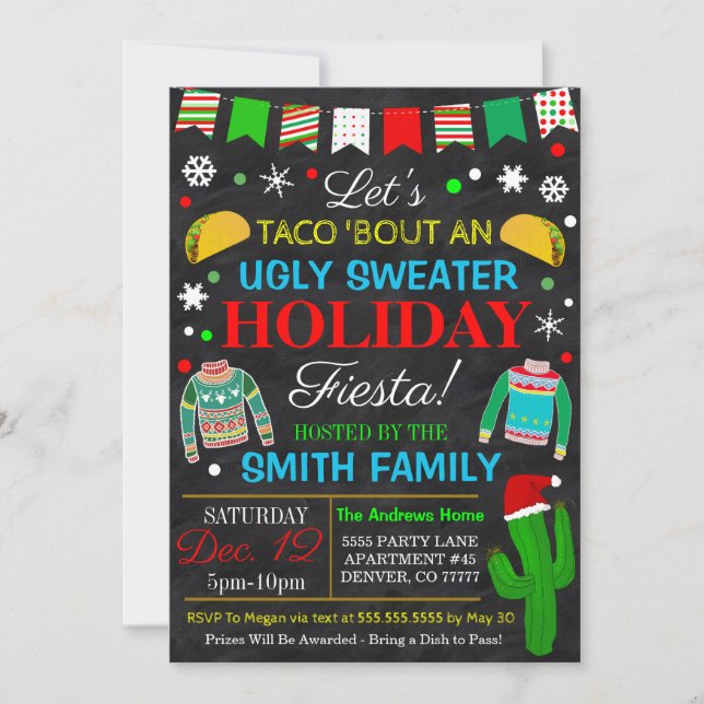 Ugly Sweater Holiday Fiesta Invitation (Front)