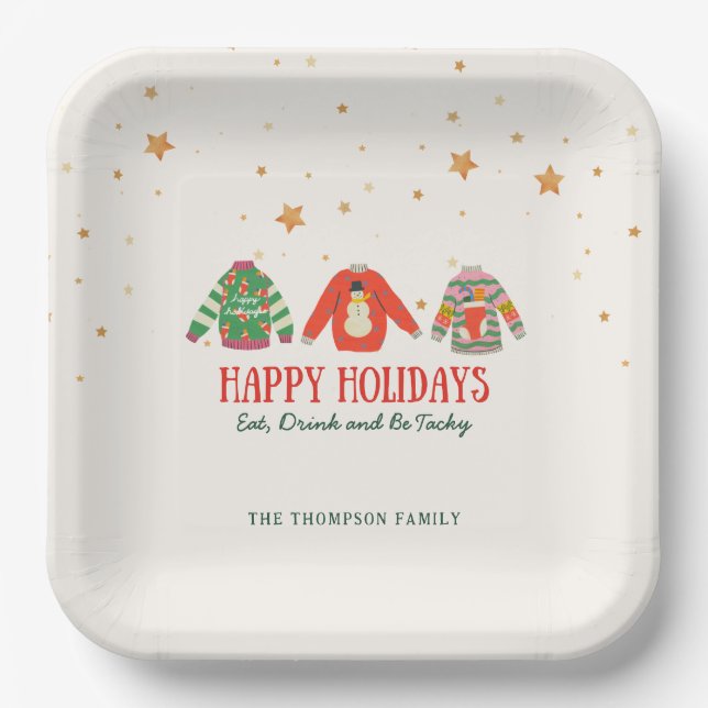 Ugly Sweater, Holiday Party Napkins Paper Plates (Front)