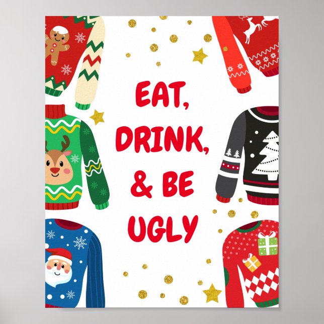 Ugly Sweater Holiday Party Sign (Front)