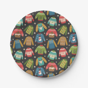 Ugly Sweater Holiday Pattern Paper Plates