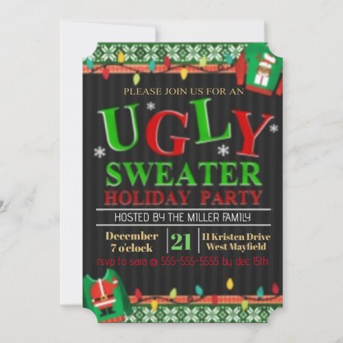 Ugly Sweater Holliday Party Invitation