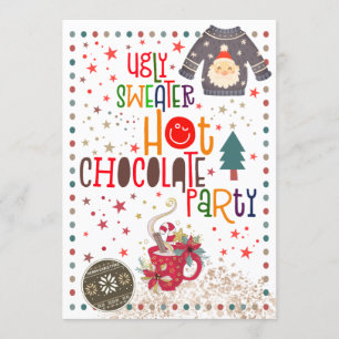 Ugly Sweater Hot Chocolate Christmas Party Invitation