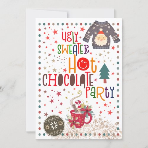 Ugly Sweater Hot Chocolate Christmas Party Invitation