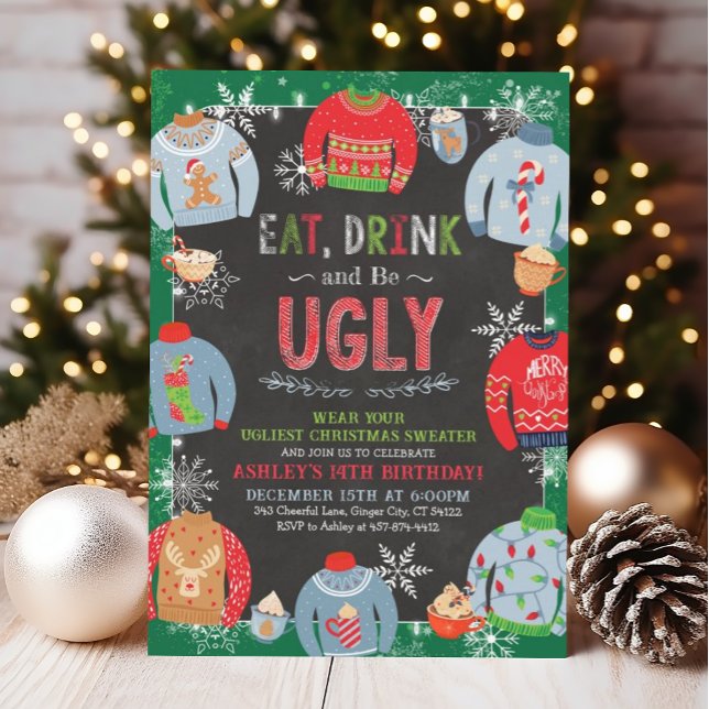 Ugly Sweater Invitation, Eat Drink & Be Ugly Invitation (Creator Uploaded)