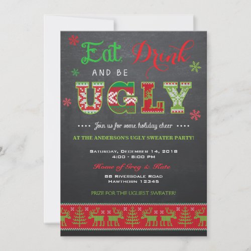 Ugly Sweater Invitation  Ugly Sweater Invite