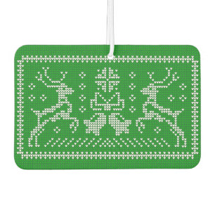 Ugly sweater jingle bells Christmas deers green Air Freshener