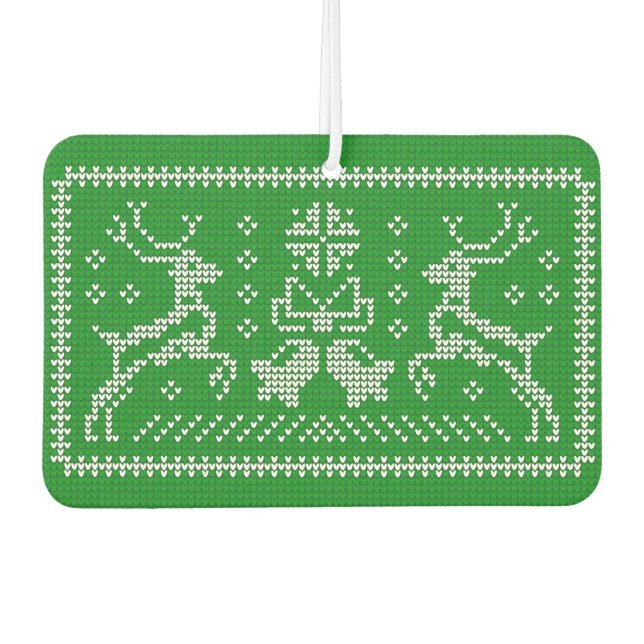 Ugly sweater jingle bells Christmas deers green Air Freshener (Front)