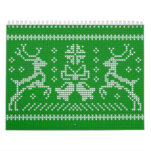 Ugly sweater jingle bells Christmas deers green Calendar