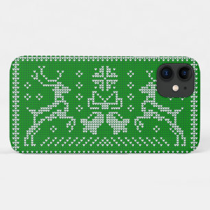 Ugly sweater jingle bells Christmas deers green iPhone 11 Case