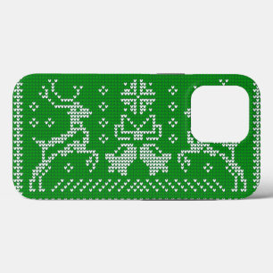 Ugly sweater jingle bells Christmas deers green iPhone 13 Pro Case