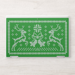 Ugly sweater jingle bells Christmas deers green   HP Laptop Skin