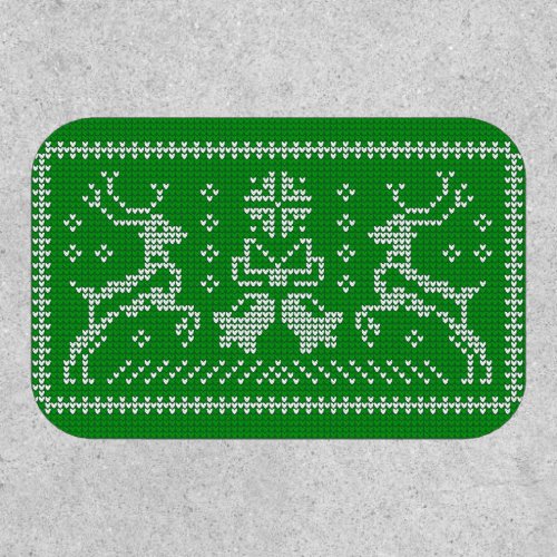 Ugly sweater jingle bells Christmas deers green Patch