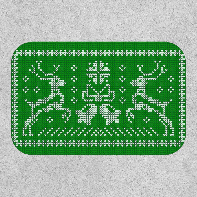 Ugly sweater jingle bells Christmas deers green Patch (Front)