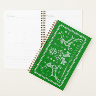 Ugly sweater jingle bells Christmas deers green  Planner
