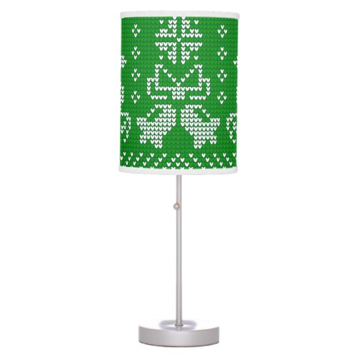 Ugly sweater jingle bells Christmas deers green  Table Lamp