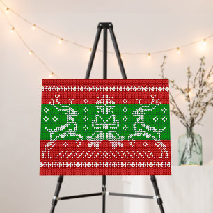 Ugly sweater jingle bells Xmas reindeers crochet Foam Board