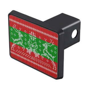 Ugly sweater jingle bells Xmas reindeers crochet Hitch Cover