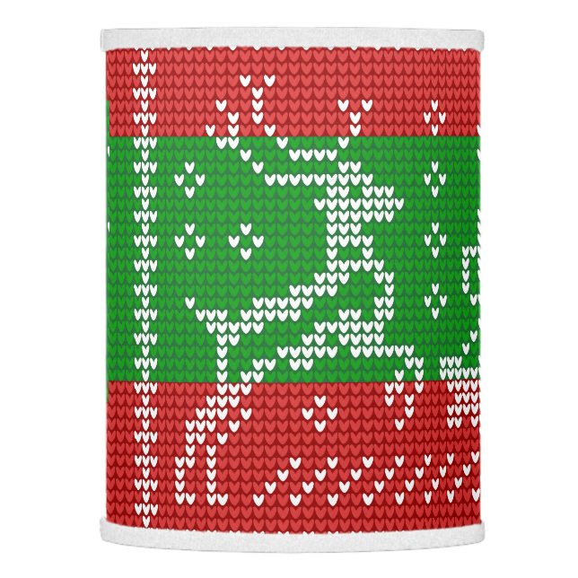 Ugly sweater jingle bells Xmas reindeers crochet Lamp Shade (Left)