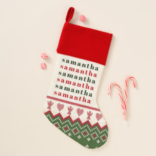 Ugly Sweater Knitted Hygge Angel Hearts Christmas Stocking