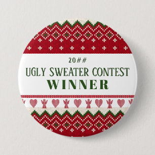 Ugly Sweater Knitted Hygge Angels Hearts Christmas Button