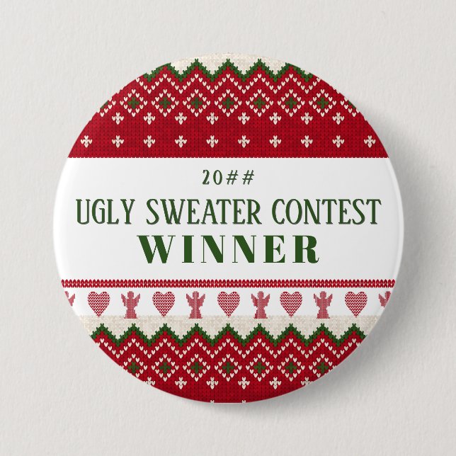 Ugly Sweater Knitted Hygge Angels Hearts Christmas Button (Front)