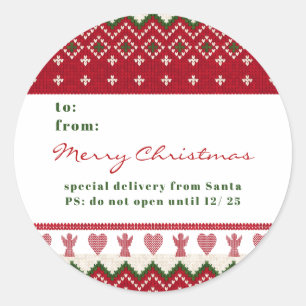 Ugly Sweater Knitted Hygge Angels Hearts Christmas Classic Round Sticker