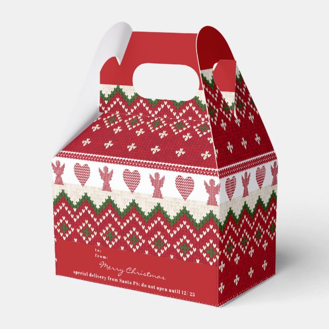 Ugly Sweater Knitted Hygge Angels Hearts Christmas Favor Boxes (Front Side)