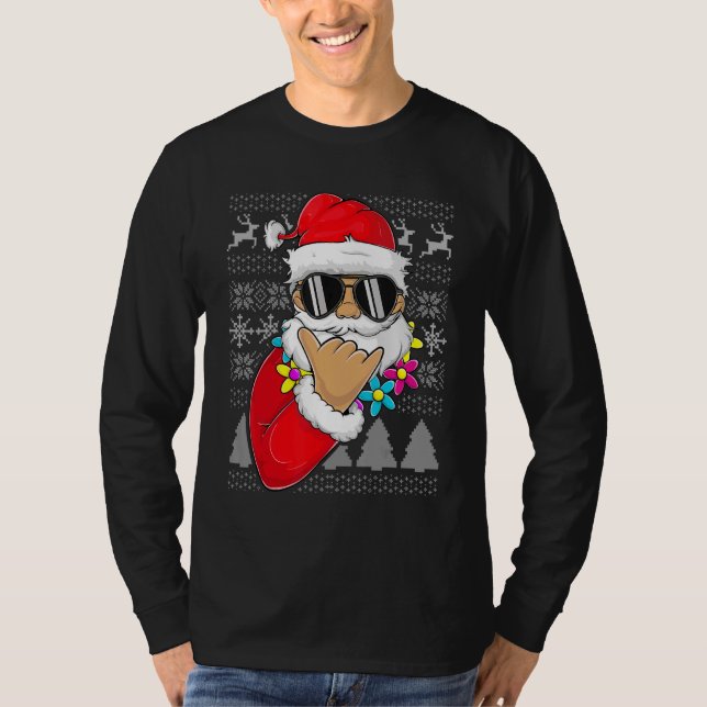 Ugly Sweater Mele Kalikimaka Apparel Shaka Santa C (Front)