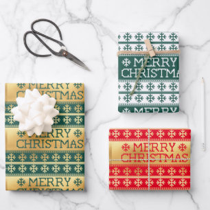Ugly sweater Merry Christmas knitted pattern Wrapping Paper Sheets