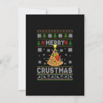 Ugly Sweater Merry Crustmas Pizza Pie Christmas Tr Invitation