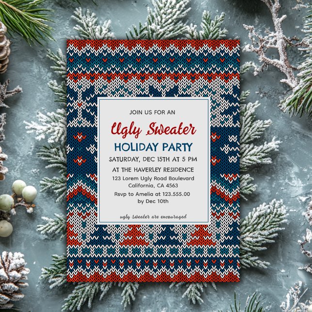 Ugly sweater Modern holiday party Invitation (Creator Uploaded)