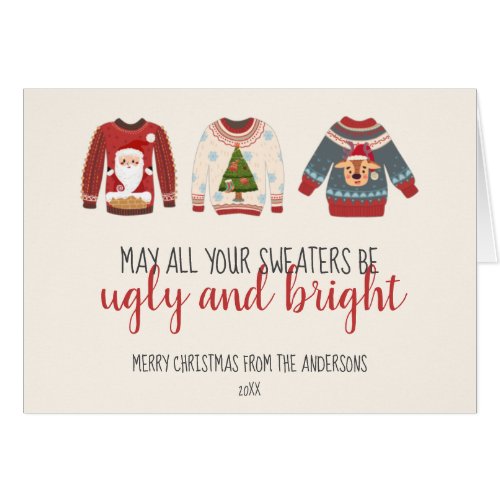 Ugly Sweater Non_Photo Holiday Colorful Fold Card